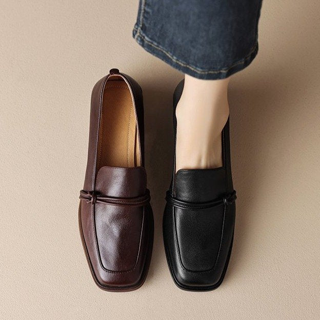 Damen elegante Loafers mit komfortablem Blockabsatz EB