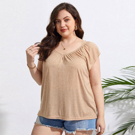 Damen lässiges Viskose-Oberteil mit lässigem Schnitt und elegantem V-Ausschnitt EB