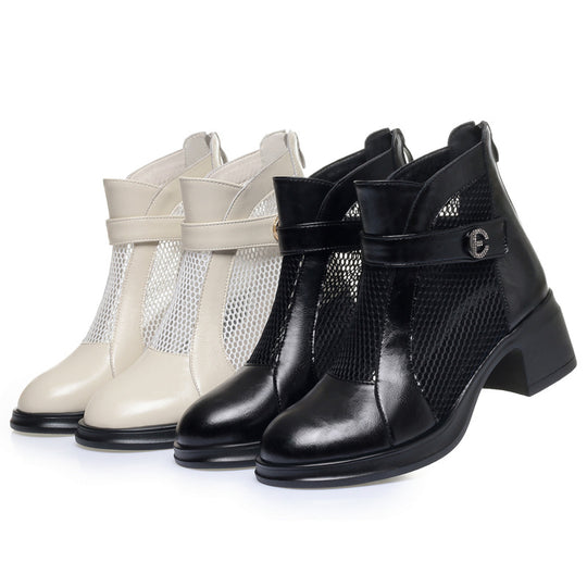 Damen modische Stiefeletten mit stylishem Netzbesatz EB