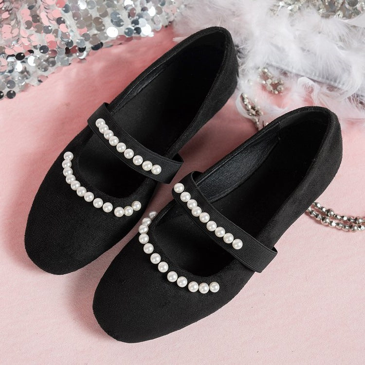 Damen Ballerinas mit modischer Perlenverzierung EB