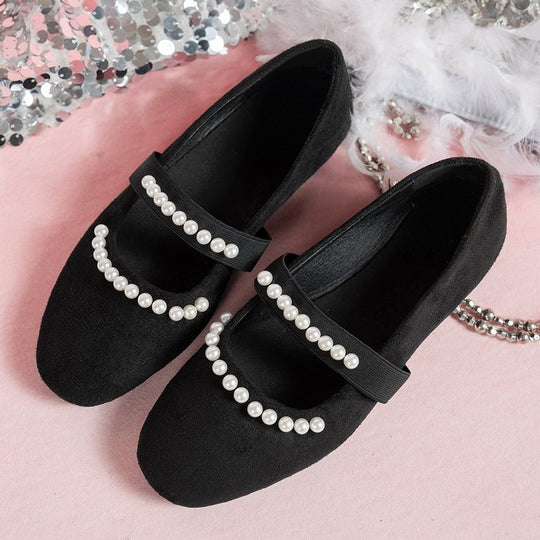 Damen Ballerinas mit modischer Perlenverzierung EB