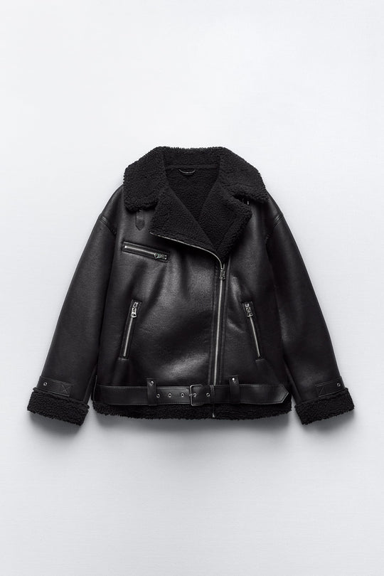 EB | Damenjacke Mit Revers Aus Kunstleder
