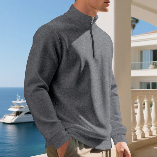 Herren sportlicher Pullover mit halbem Reißverschluss und atmungsaktiver Struktur EB