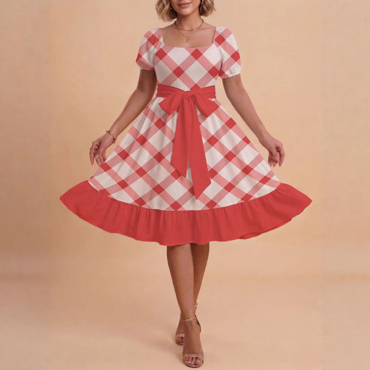 Damen Verspieltes Maxikleid mit Bärenmuster und taillierbarem Band EB