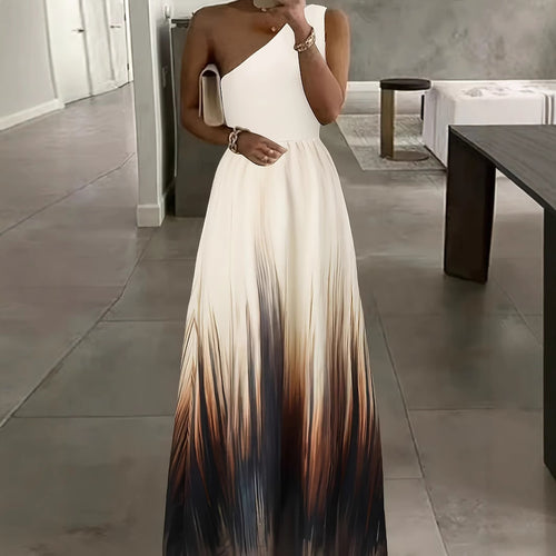 Damen Maxikleid mit asymmetrischem Schnitt und elegantem Farbverlauf EB