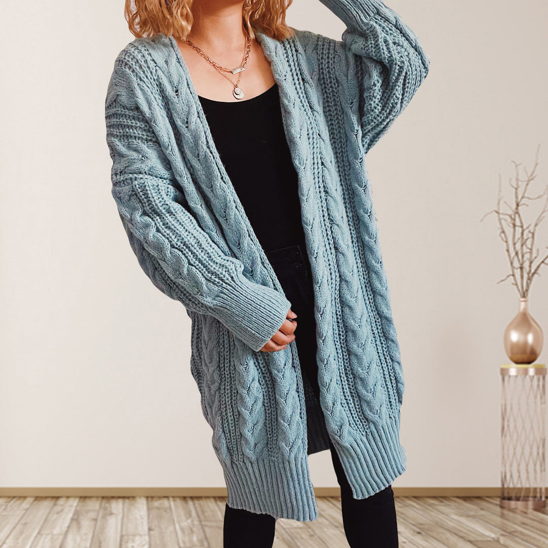 Damen Grobstrickjacke mit voluminösen Ärmeln und strukturiertem Design EB