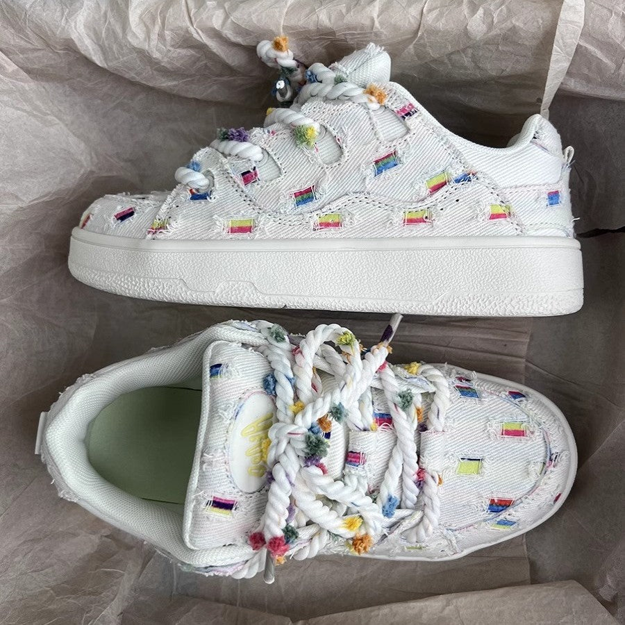 Damen Trendige Sneakers mit bunten Applikationen EB