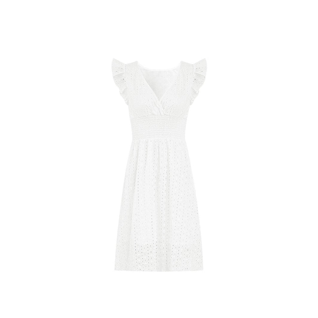 Damen Wickelkleid mit Rüschendetails und figurschmeichelndem Schnitt EB