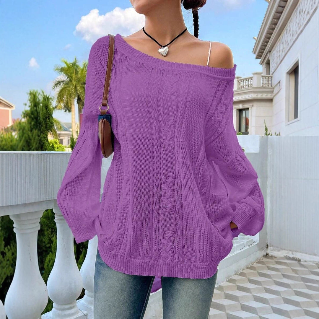 Damen Strickpullover mit asynchronem Schnitt und lockerem Fall EB