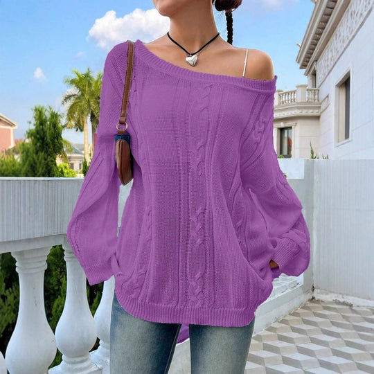 Damen Strickpullover mit asynchronem Schnitt und lockerem Fall EB