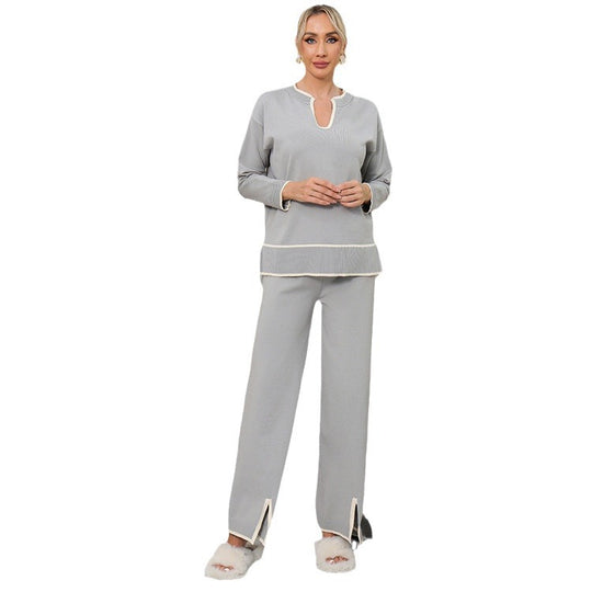 Damen Freizeit-Loungewear-Set mit seitlichen Schlitzen und eleganten Details EB