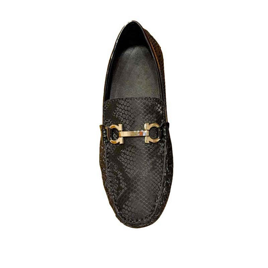 Herren Mokassin mit raffiniertem Schlangenleder-Design und elegantem Metallverschluss EB