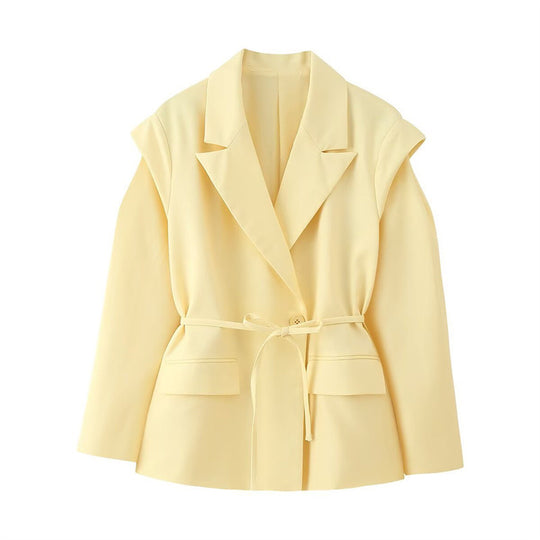 Damen modischer Blazer mit taillierbarem Gürtel und oversized Schnitt EB