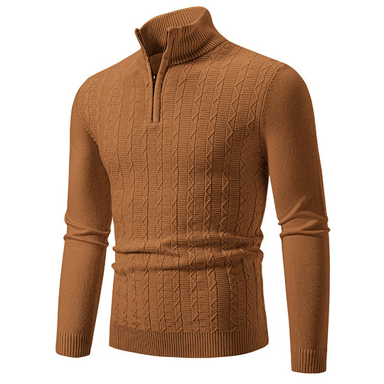 Herren modischer Strickpullover mit Stehkragen und Reißverschluss EB