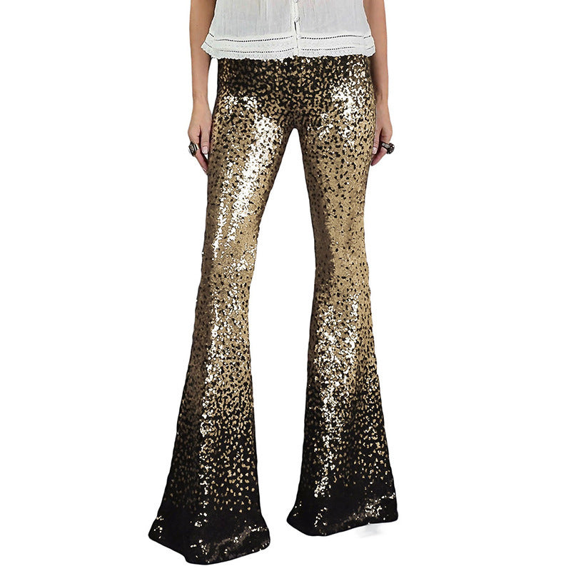 Damen Glitzernde Schlaghose mit Luxuriösem Pailletten-Muster EB