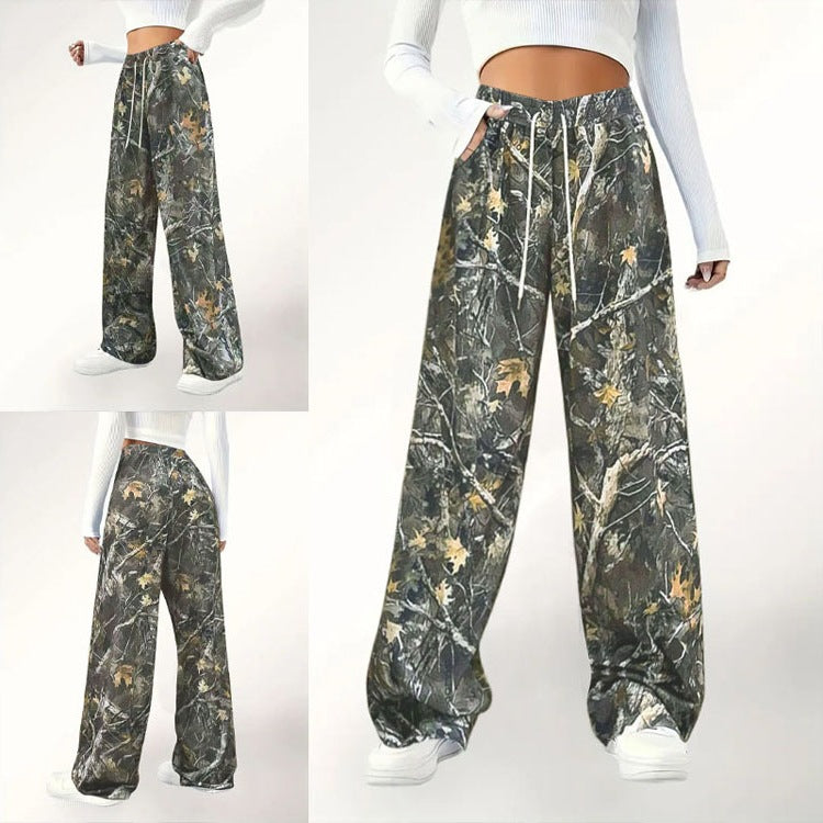 Damen Camouflage Palazzo-Hose mit elastischem Bund und komfortablem Schnitt EB