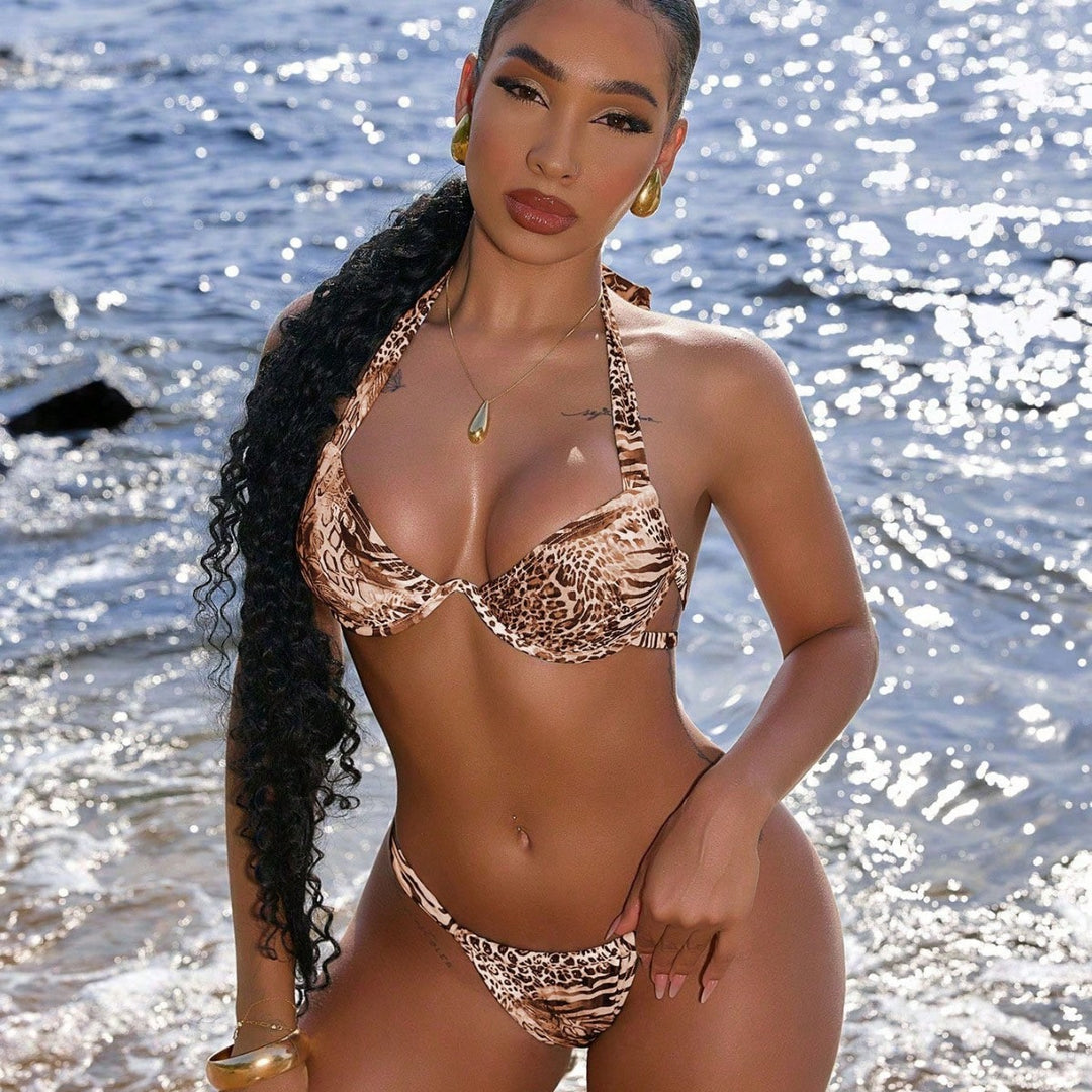 Damen Bikini-Set mit aufregendem Animal-Print und innovativem Push-Up-Oberteil EB