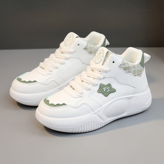 Damen modische High-Top Sneakers mit gepolstertem Kragen und rutschfester Sohle EB