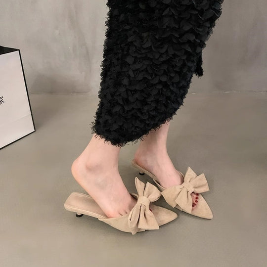 Damen elegante Mules mit Schleifenakzenten EB