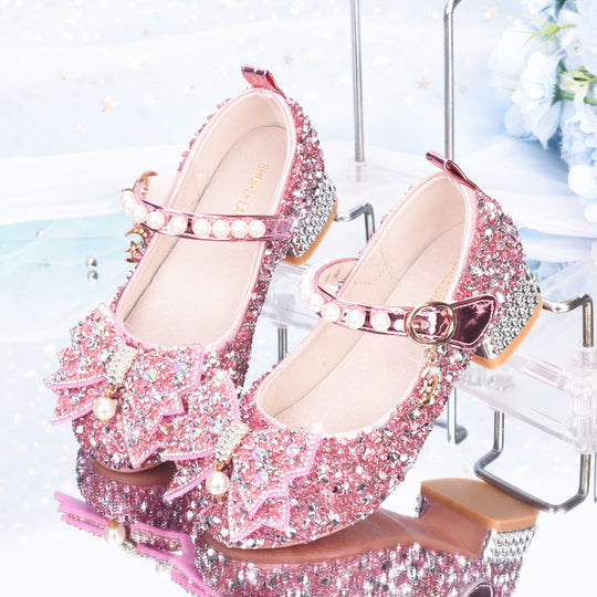 Mädchen Glitzernde Mary Jane Schuhe mit dekorativen Schleifen EB