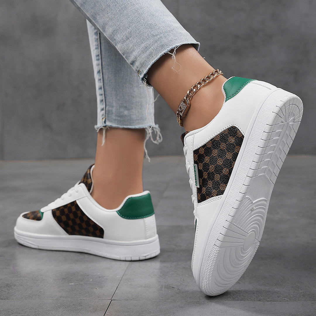 Damen modische Freizeit Sneakers mit Musterdruck und gepolsterter Sohle EB