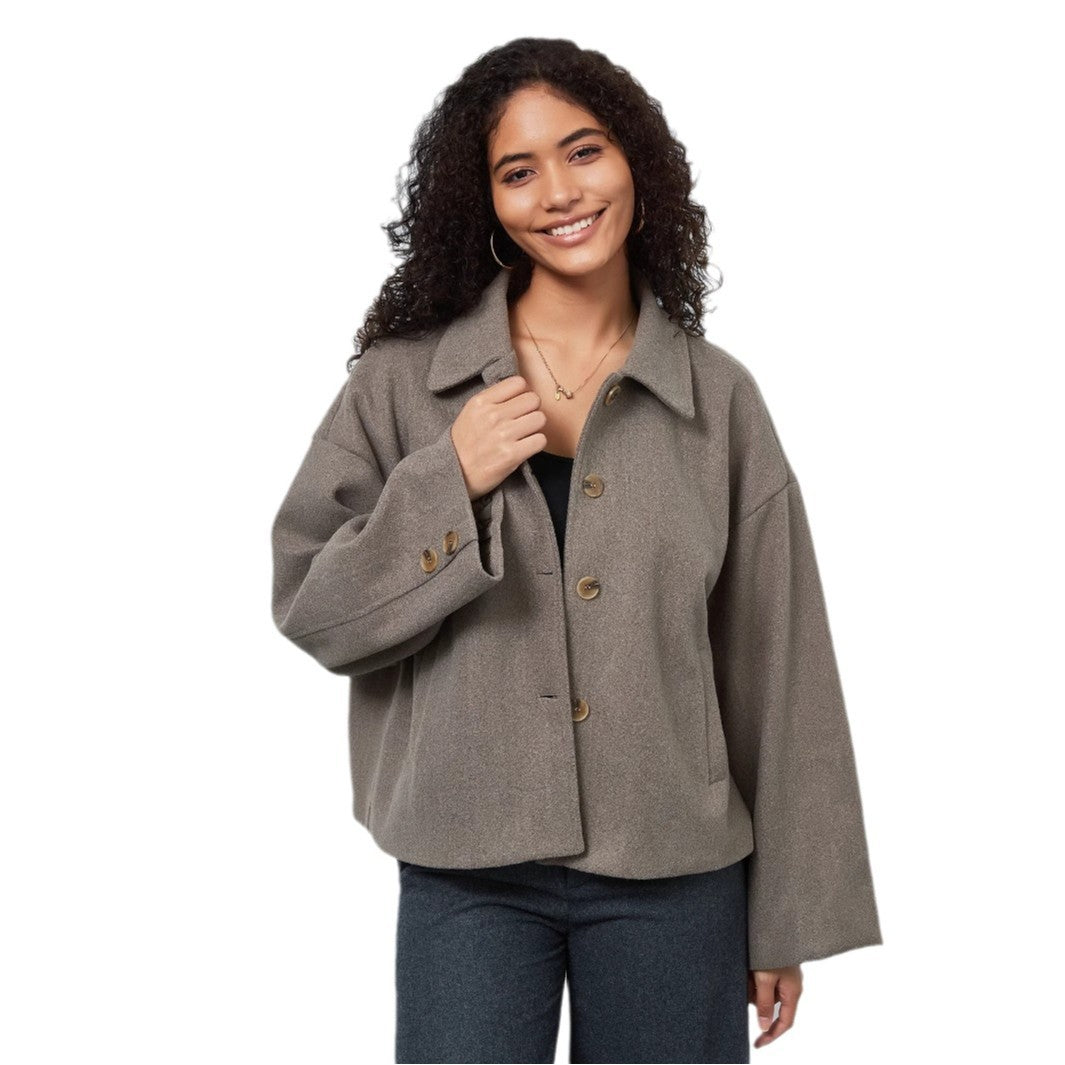 Damen lässige Oversize-Jacke mit doppelter Knopfleiste EB