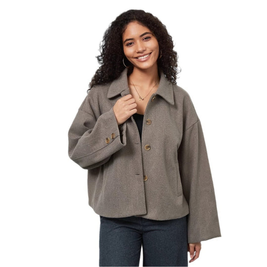 Damen lässige Oversize-Jacke mit doppelter Knopfleiste EB