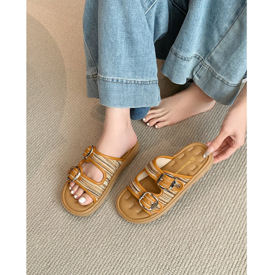Damen Clogs mit elegantem Doppelschnallen-Design und komfortablem Fußbett EB