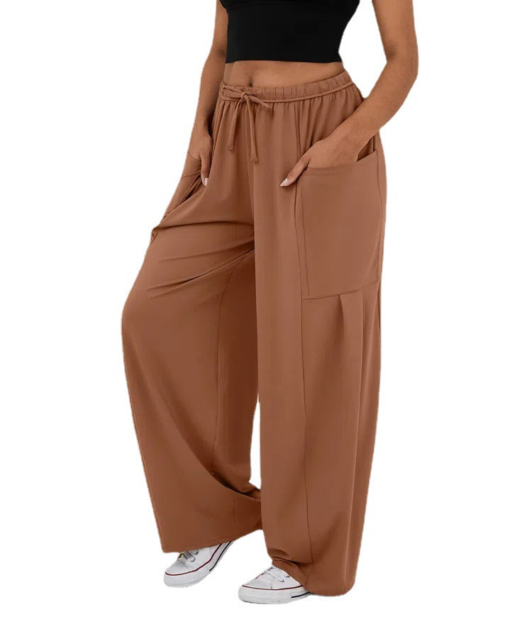 Damen Weite Freizeit-Hose mit elastischem Bund und praktischen Taschen EB