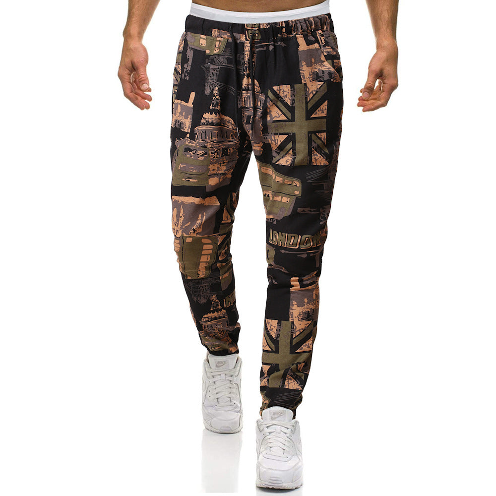 Herren Cargohose mit urbanem Print und elastischem Bund EB