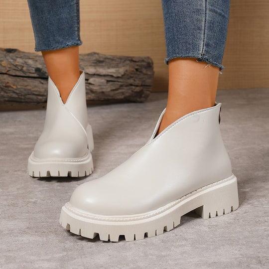Damen Modische Chelsea-Boots mit trendigem Plateau und rutschfester Sohle EB