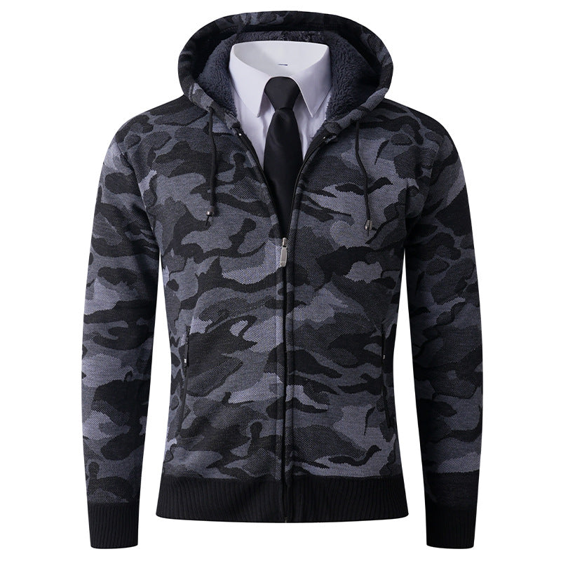 Herren modischer Hoodie mit gefütterter Kapuze und kräftigem Camouflage-Muster EB