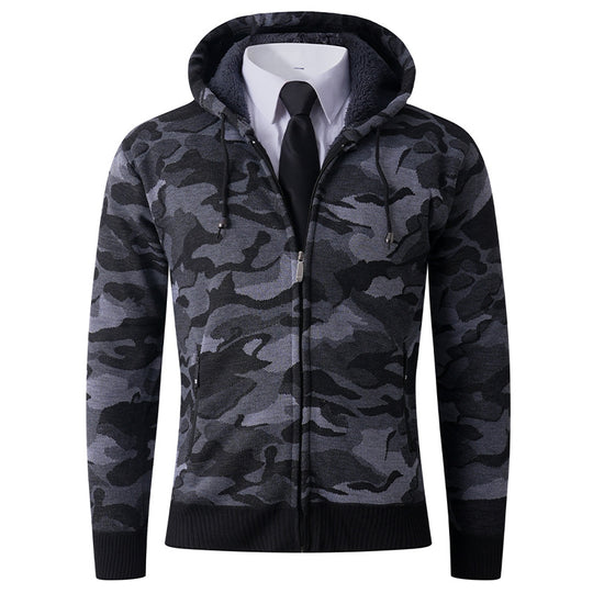 Herren modischer Hoodie mit gefütterter Kapuze und kräftigem Camouflage-Muster EB