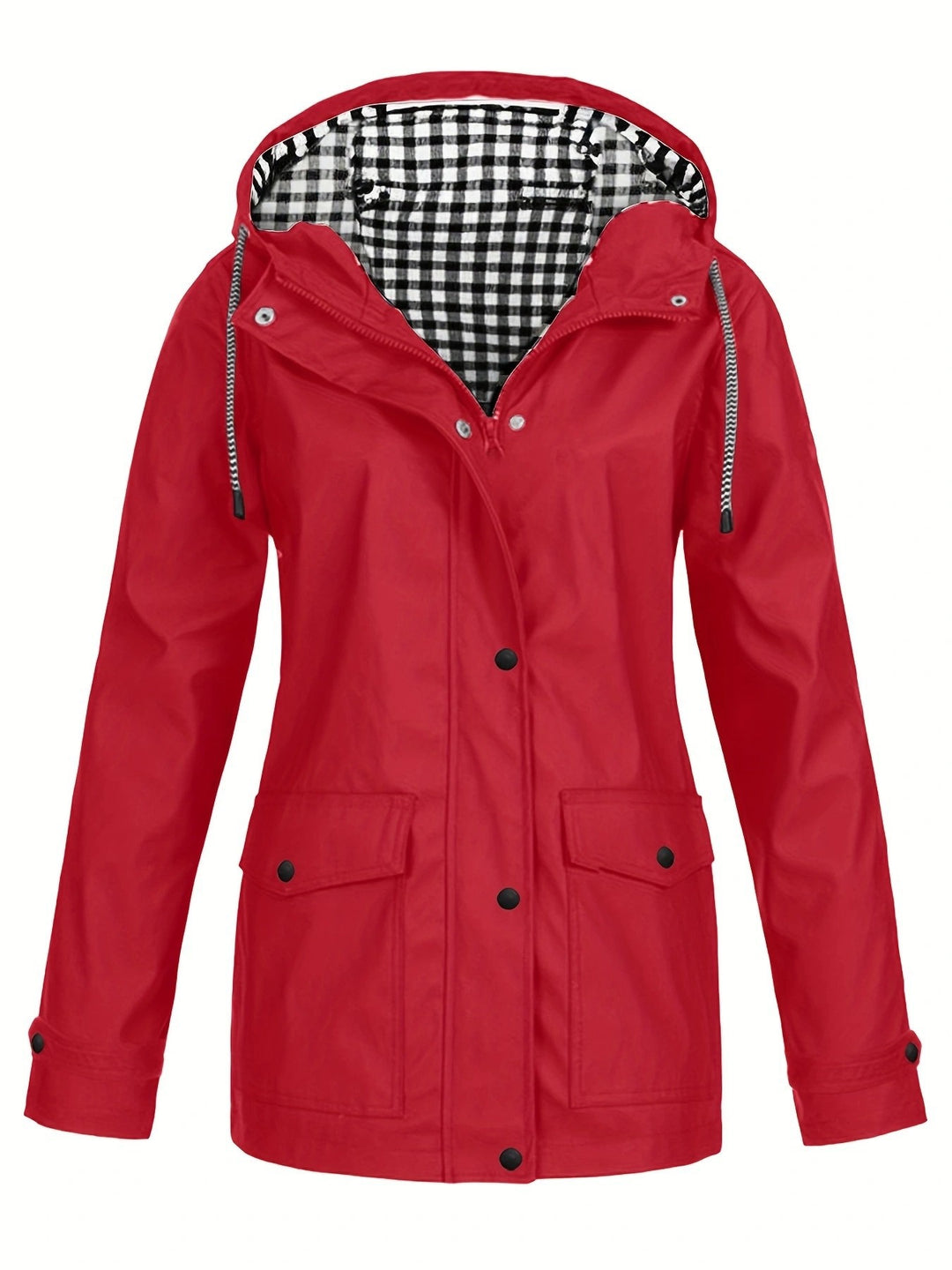 Damen modische Regenjacke mit kontrastierendem Innenfutter und praktischen Taschen EB