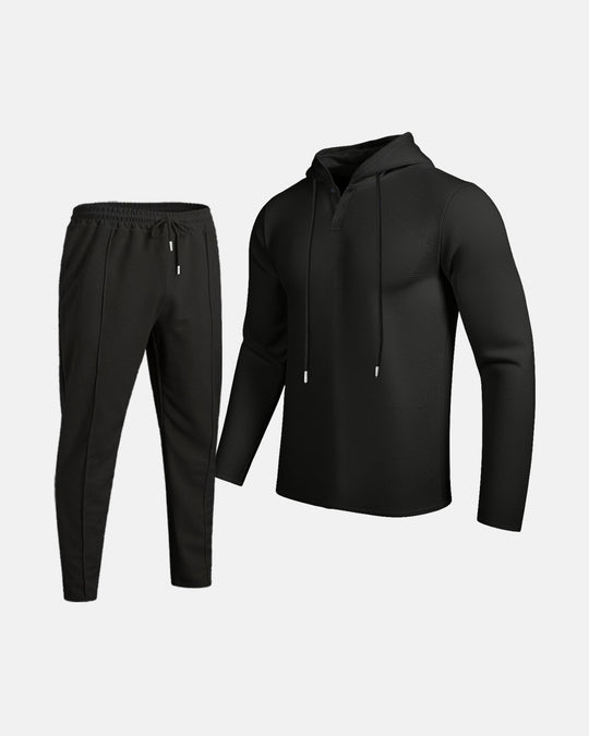 Herren Sportliches Zweiteiler Set mit atmungsaktivem Kapuzenoberteil und schlanker Jogginghose EB