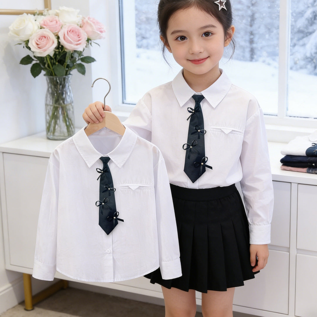 Mädchen elegante Bluse mit klassischem Kragen EB