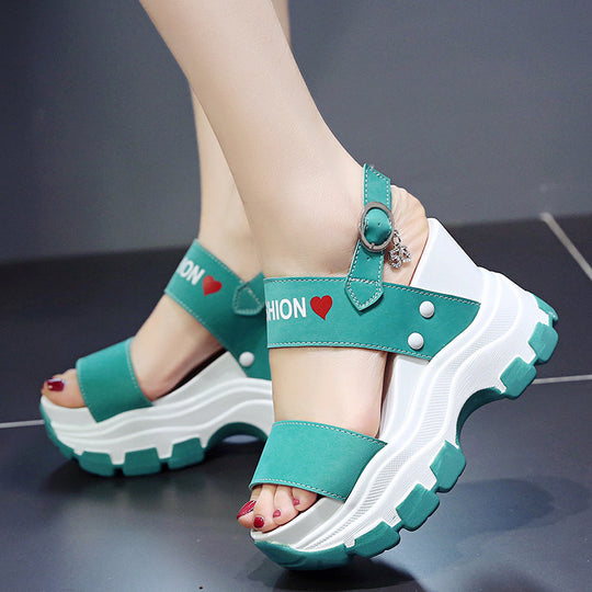 Damen Plattform-Sandalen mit modischen Riemen und rutschfester Sohle EB
