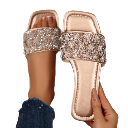 Damen Glamouröse Riemchen-Sandalen mit funkelnder Strass-Applikation EB