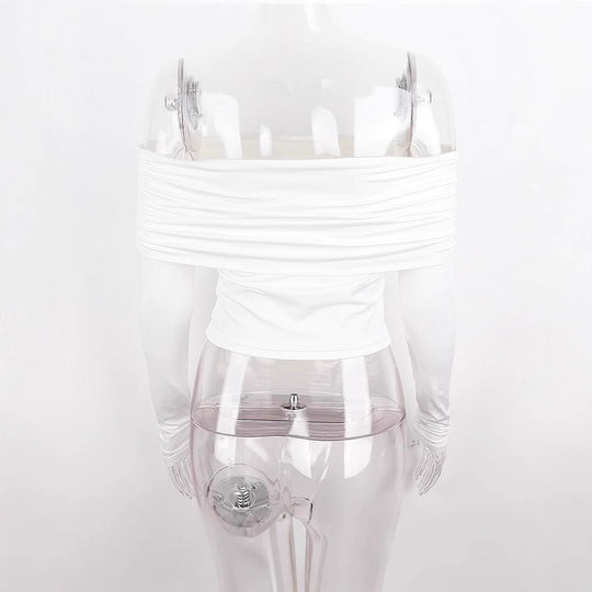 Damen Off-Shoulder Oberteil mit gerafften Details EB
