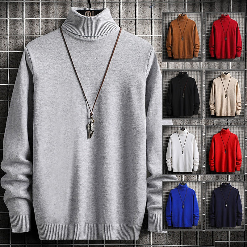 Herren stylischer Rollkragenpullover aus weichem Strickmaterial mit modernen Akzenten EB