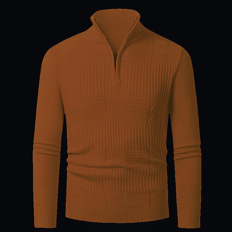 Herren Strickpullover mit modernem Reißverschluss und strukturierter Oberfläche EB