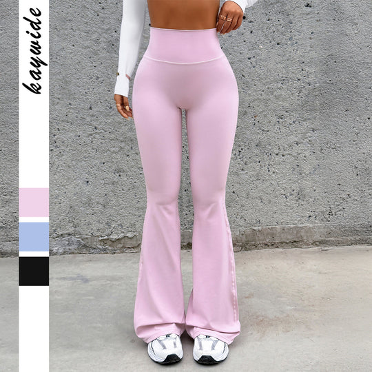 Damen nan hochgeschnittene figurformende Yogahose mit ausgestelltem Bein und flacher Ziernaht EB