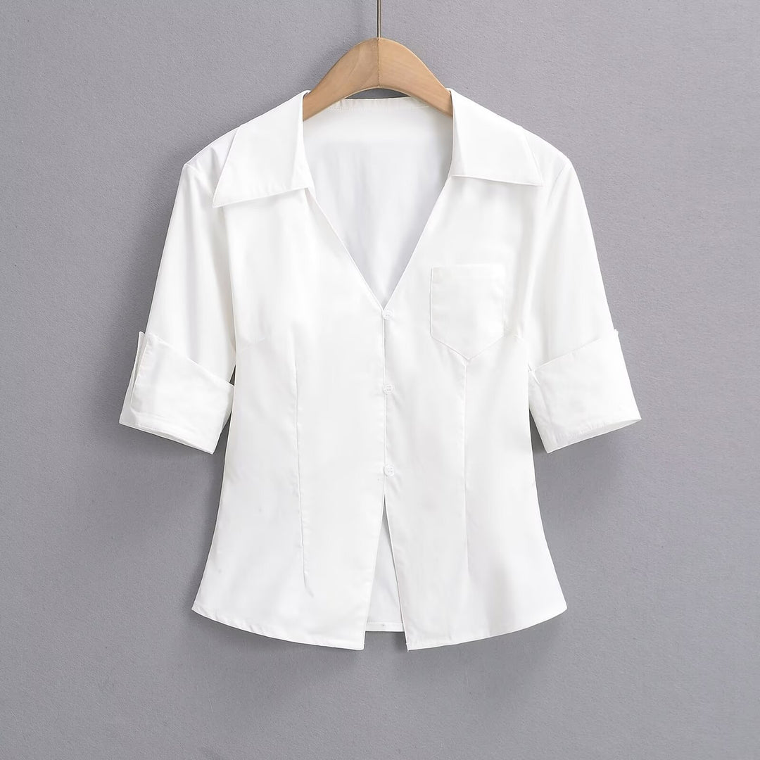 Damen Bluse mit elegantem Schnitt und praktischer Taschenlösung EB