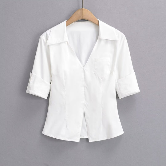 Damen Bluse mit elegantem Schnitt und praktischer Taschenlösung EB