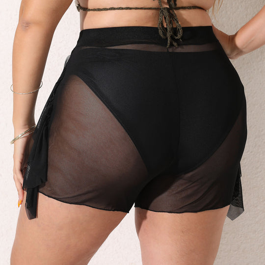 Damen leicht transparente Strandshorts mit fließendem Überwurf EB