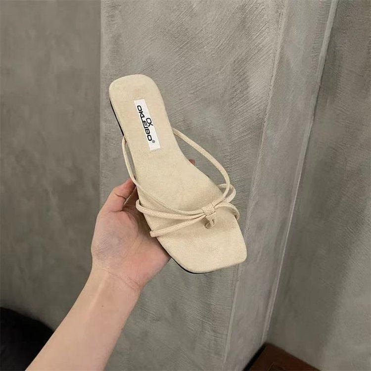 Damen modische Zehentrenner mit eleganten Schnürdetails EB