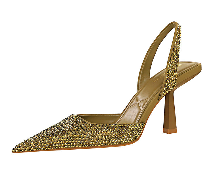 Damen Elegante Slingback-Pumps mit funkelnden Strassdetails und geschwungenem Absatz EB