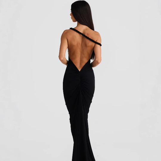 Damen Figurumspielendes Maxikleid mit schulterfreiem Design und raffinierten Trägerdetails EB