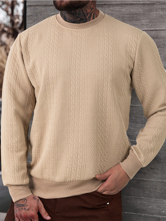 Herren nan texturiertes Rundhals-Sweatshirt mit feiner Waffelstruktur und gerippten Bündchen EB