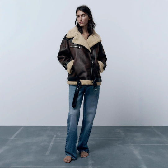 EB | Damenjacke Mit Revers Aus Kunstleder